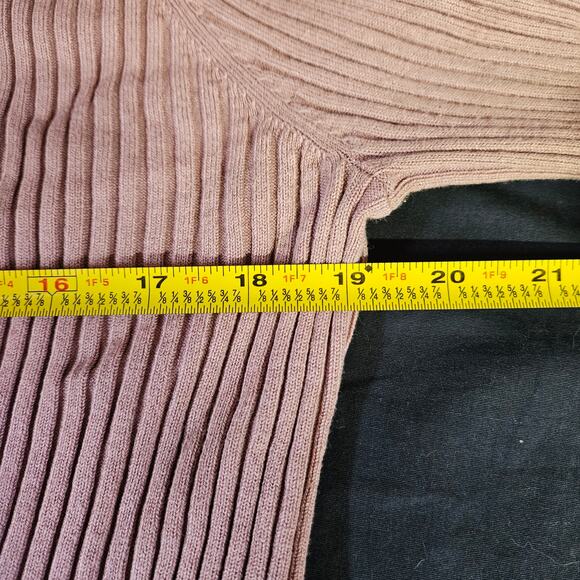 H&M Tan Button Front Ribbed Sweater Size L Minimalist Staple Capsule - Picture 7 of 9